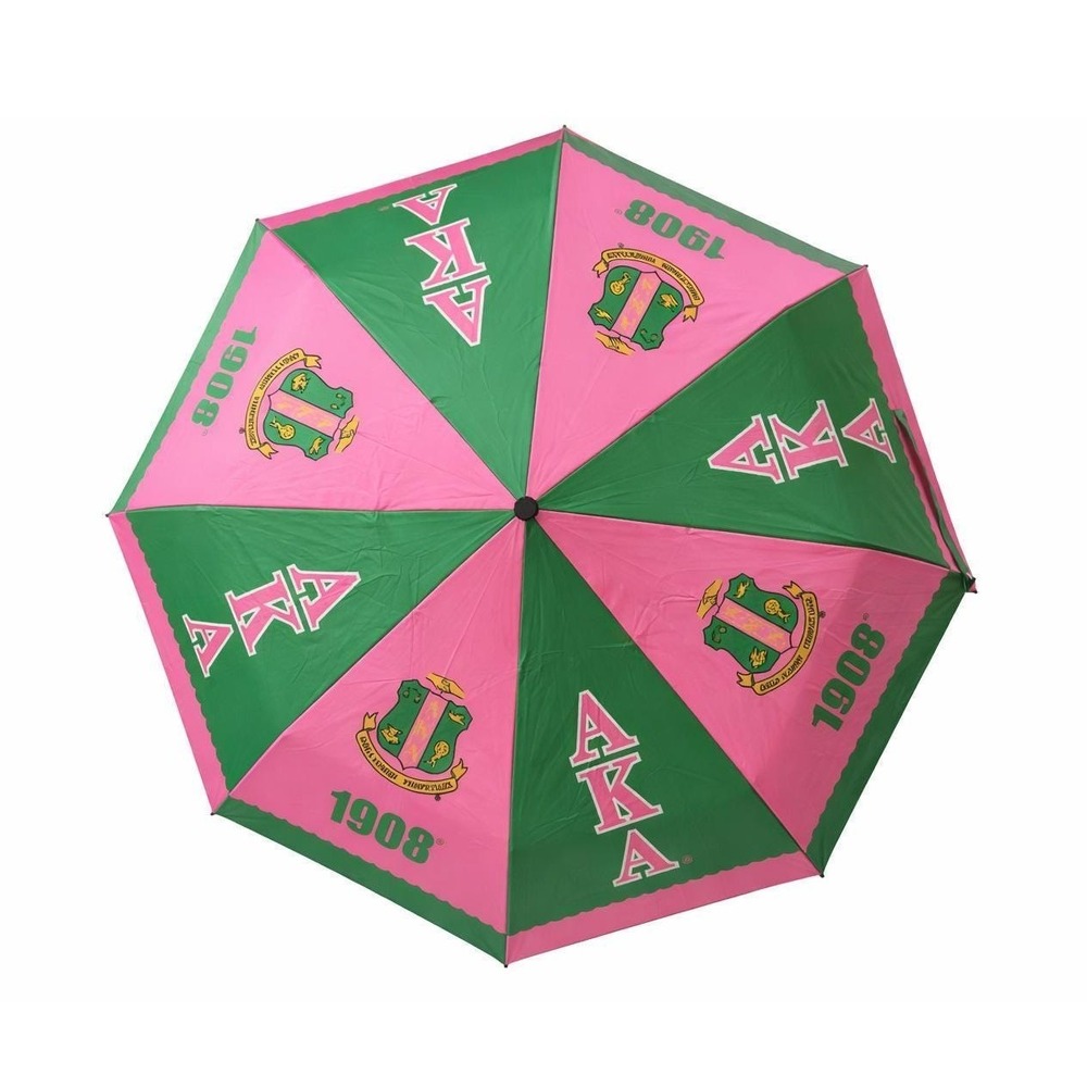 AKA Folding Umbrella Alpha Kappa Alpha Pink Green 1908 Rain Umbrella